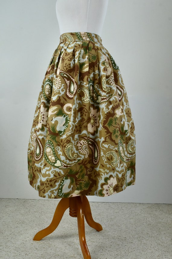 1950s Novelty Cotton ROCKABILLY Skirt with Gazell… - image 4