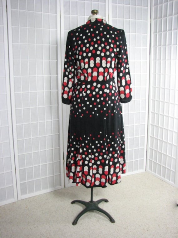 1930/40s Polka Dot Silk Dress in Black, Red, & Iv… - image 4