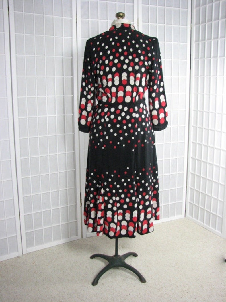 1930/40s Polka Dot Silk Dress in Black, Red, & Ivory.....size Medium....... FABULOUS PRINT image 4