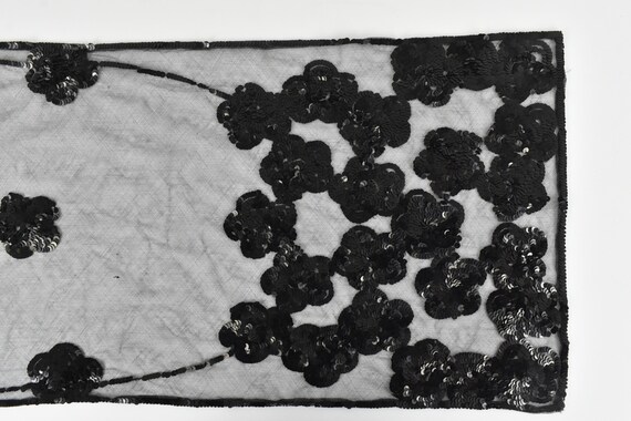 1930/40s Black Sequin & Net Shawl........Made by … - image 7