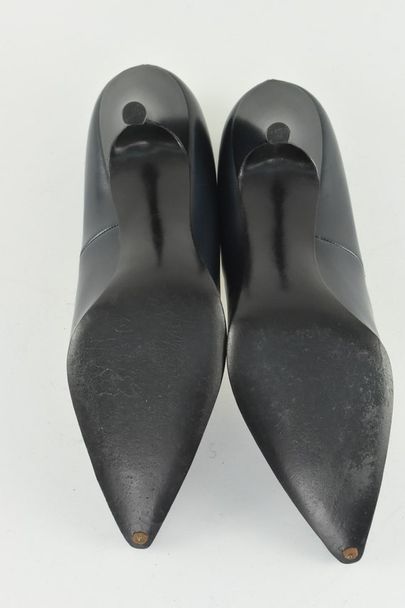 1960s Navy Leather Stilettos  ..... Hand Sewn  Ho… - image 6