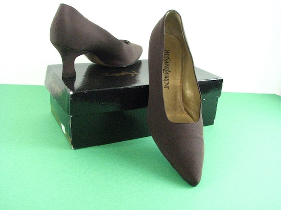 Yves St. Laurent Brown Peau De Soie Dress Heels & Box ..... Made in Italy  .....size 7 1/2 - Etsy