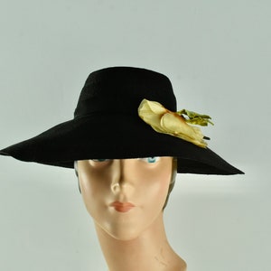 1930/40s Black Straw Hat ...... size Small image 8