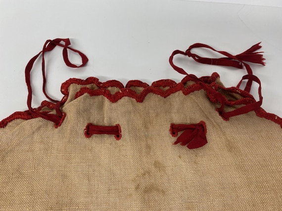 Antique  Hand EMBROIDERED Linen Drawstring Purse … - image 6