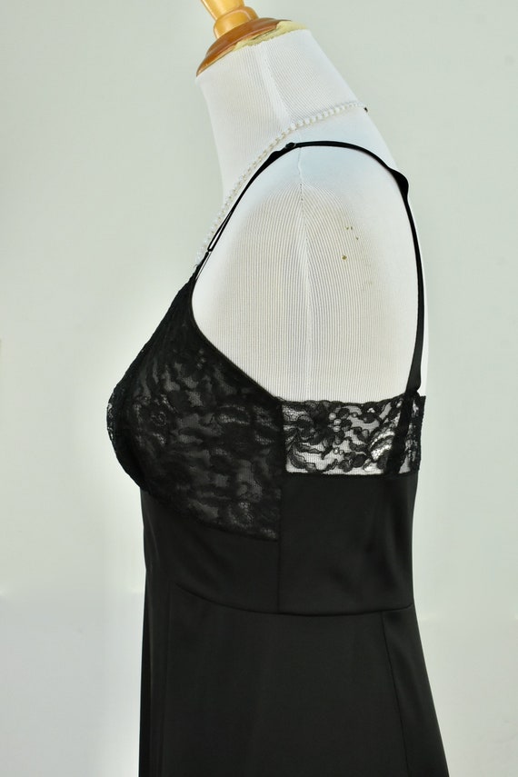 1960s  ARTEMIS Black Tricot  Nylon Lace Slip / Ni… - image 9
