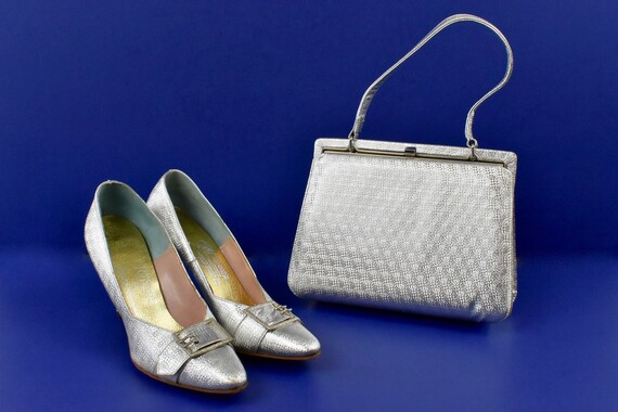 1950/60s  METALLIC SILVER Ensemble ..... Stiletto… - image 1