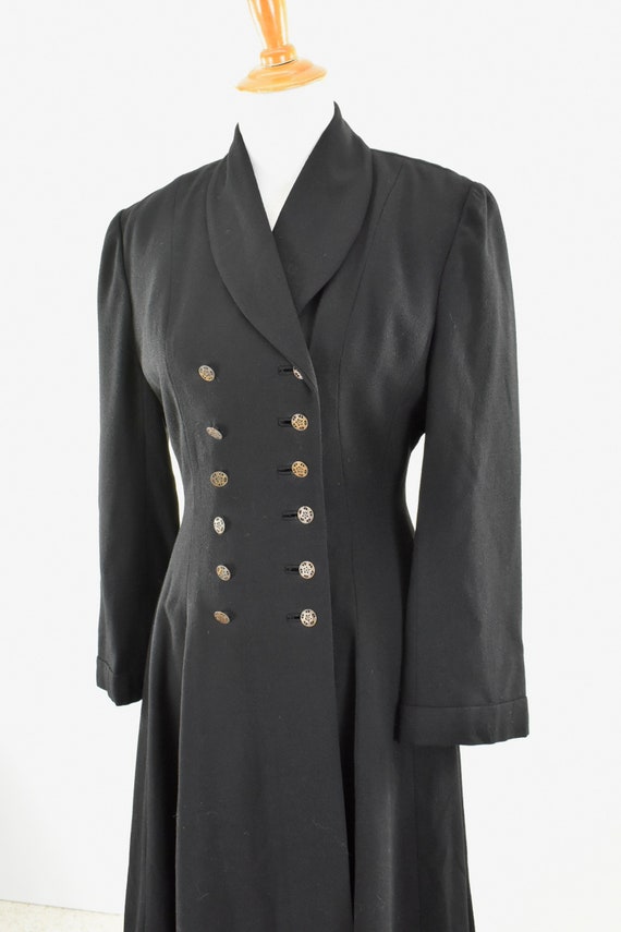 1940s PRINCESS / New Look  Black Crepe Wool Coat.… - image 1