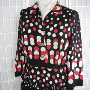 1930/40s Polka Dot Silk Dress in Black, Red, & Ivory.....size Medium....... FABULOUS PRINT image 1