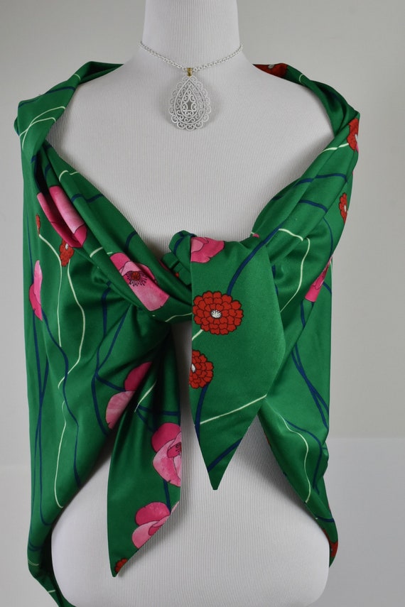 1960/70s  ADELE SIMPSON Polyester Knit Floral Lon… - image 2