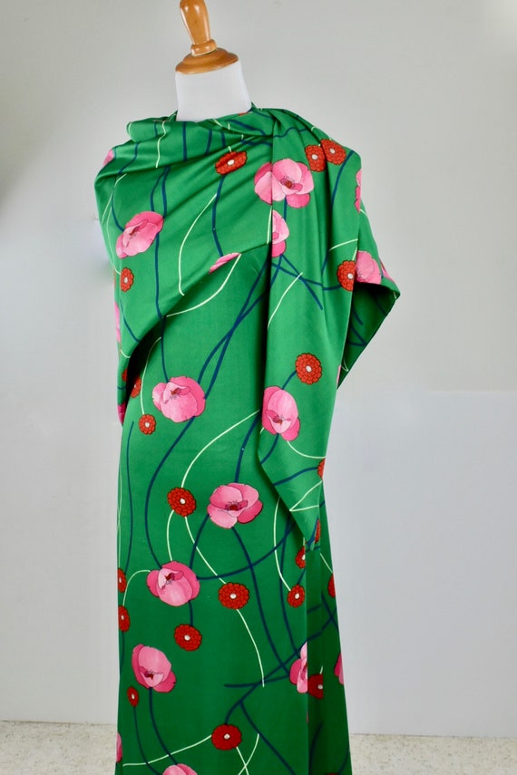 1960/70s  ADELE SIMPSON Polyester Knit Floral Lon… - image 3