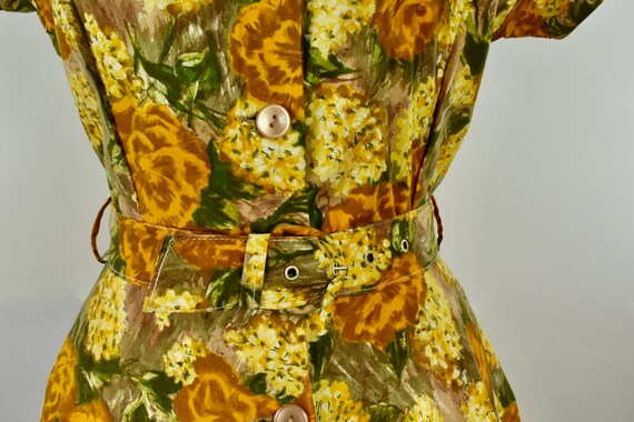 1950s Australian  Floral Button Down  Cotton Dres… - image 3