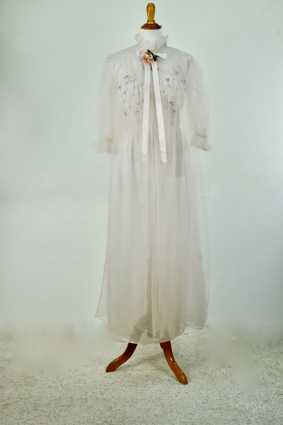 1950/60s LADY LEONORA  Blush Peignoir Robe - Shee… - image 2