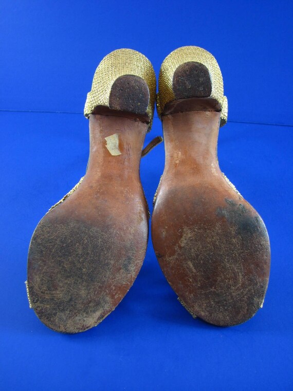 1940/50s Gold Lame Sandals for  John Wanamaker...… - image 6