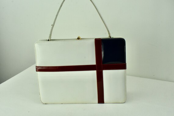 1960s Palizzio Red , White , & Blue LEATHER  Hand… - image 3