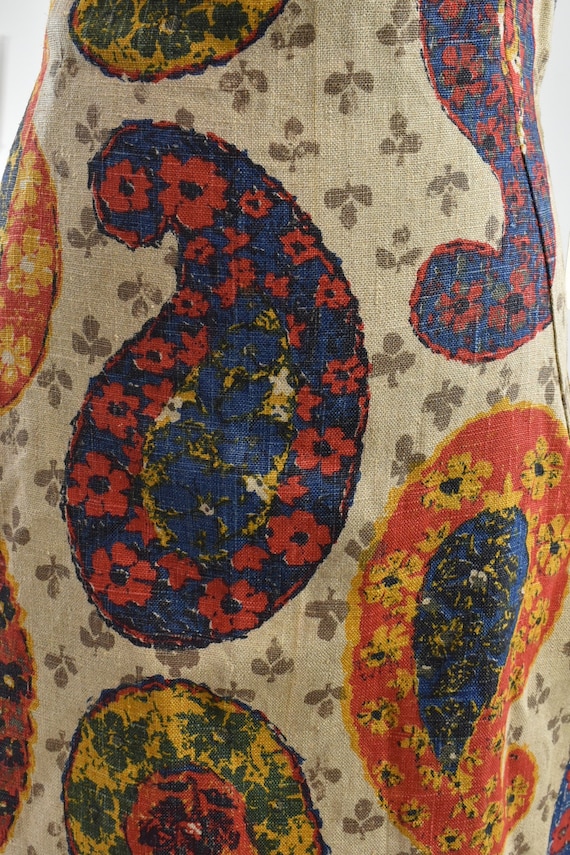 1960s  MOD  Linen Paisley Print Dress ......New O… - image 2