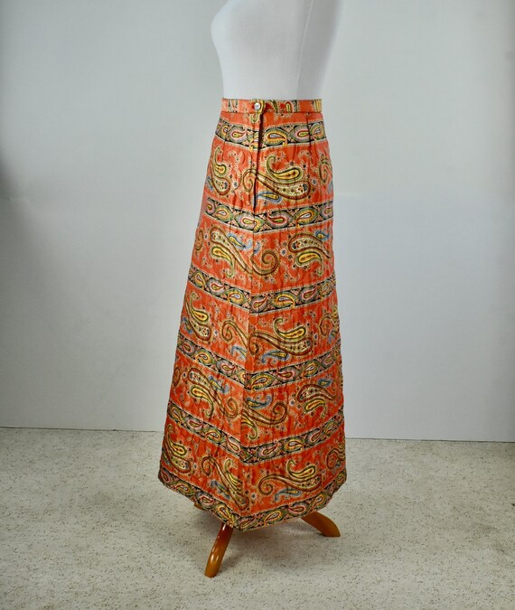 1970s Satin Quilted Maxi Skirt by Prestige.....si… - image 4