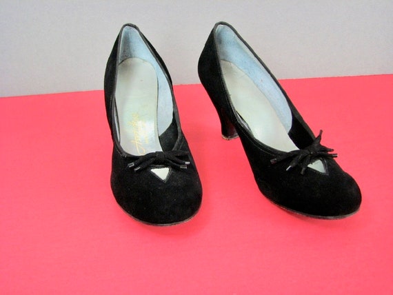 1950s Black Suede  Heels  by Air Step .........  … - image 2
