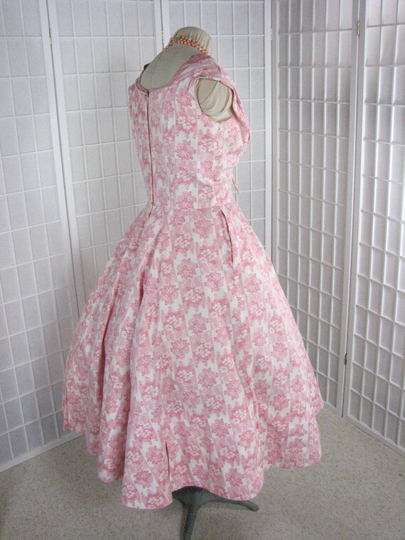 1950s Pink ROCKABILLY Cotton Sun Dress by Marjae … - image 3