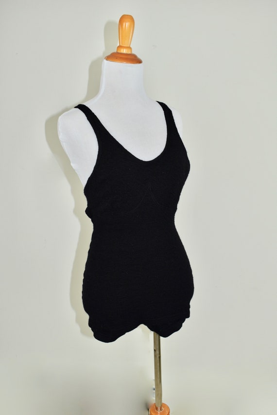 1920/30s Black  Wool Swimsuit by Flayton .....siz… - image 2