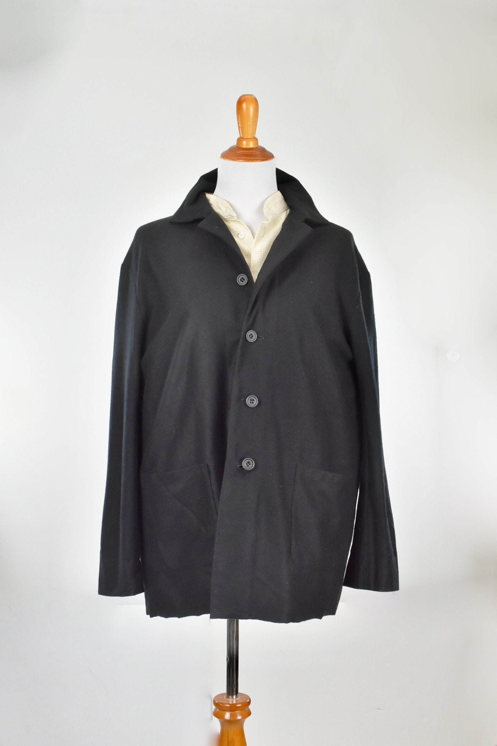 ESKANDAR Black Cashmere Flannel Jacket.. Size 1 or Medium - Etsy