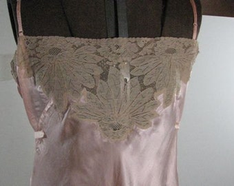 1930s Step In Peach Silk Lace Teddy........size Large
