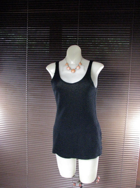1930s Black Wool Swimsuit......size Small