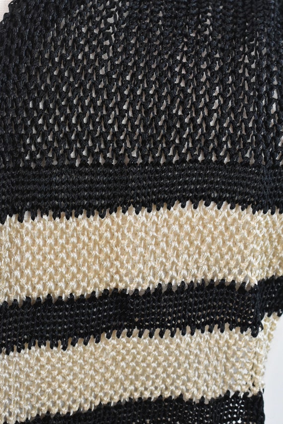 Edwardian Crocheted  LONG Silk Black & Ivory Scarf - image 4