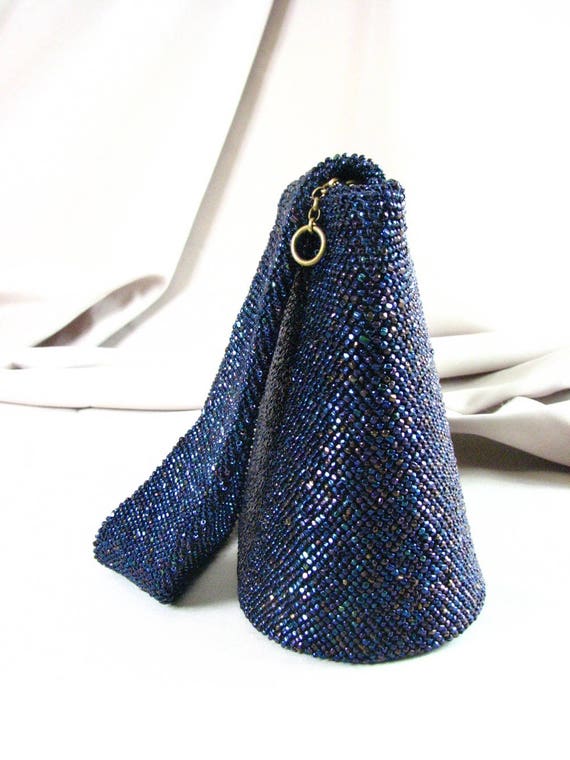 1940s Iridescent Blue Beaded Evening Bag & 1946 P… - image 3