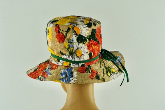 1960s Stetson Floral Trapunto / Textured Fabric H… - image 4