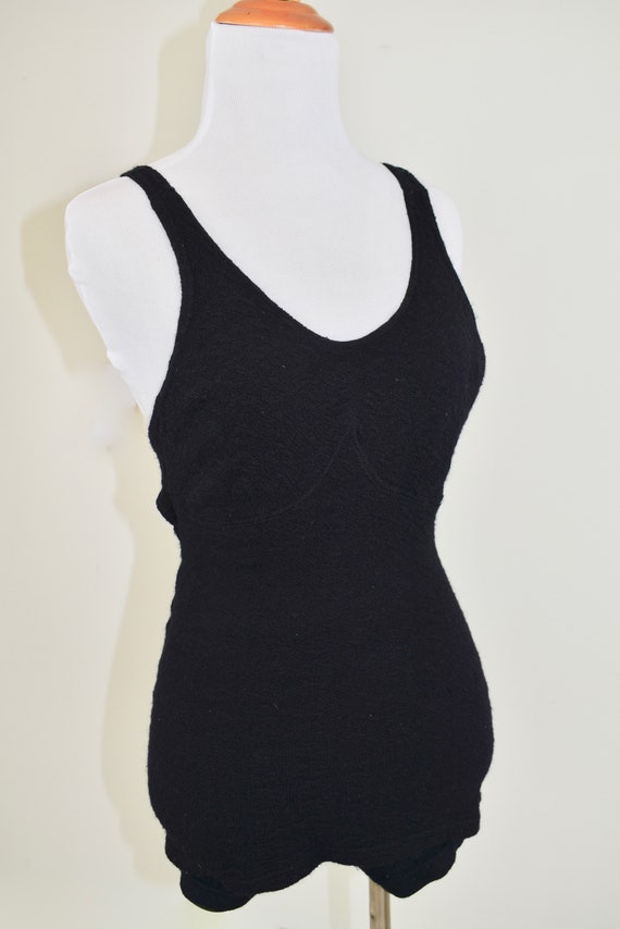 1920/30s Black  Wool Swimsuit by Flayton .....siz… - image 3