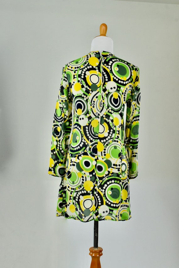 1960s Silk Chiffon PSYCHEDELIC  MIni Dress.......… - image 7