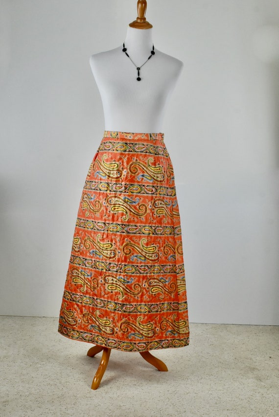 1970s Satin Quilted Maxi Skirt by Prestige.....si… - image 2