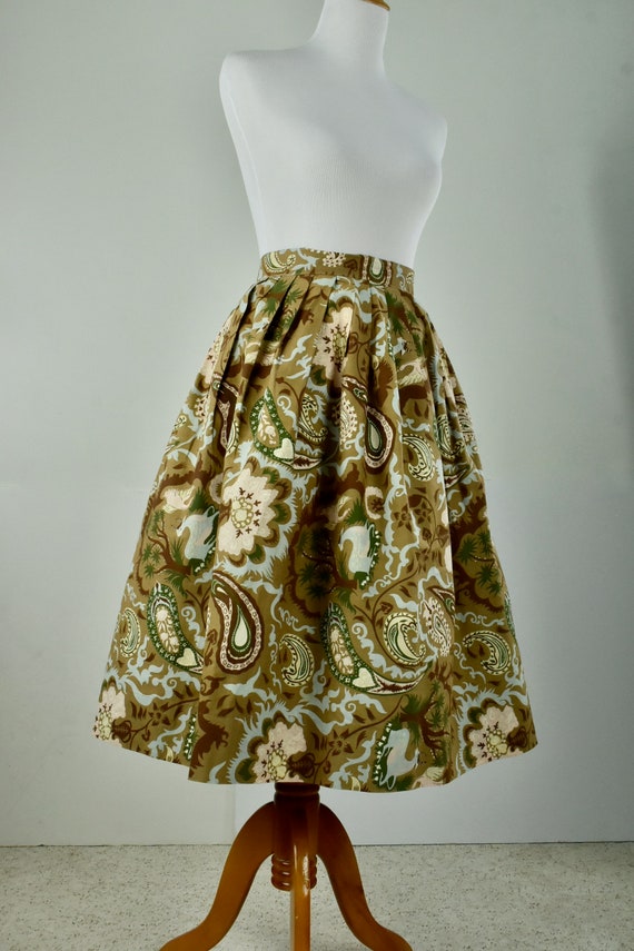 1950s Novelty Cotton ROCKABILLY Skirt with Gazell… - image 2