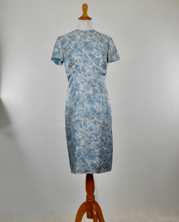 Early 1960s  Silk Floral Wiggle / Fitted  Dress &… - image 3