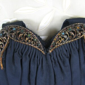 1940/50s Black Faille Handbag with GLAMOROUS Filigree & Gem Accent!