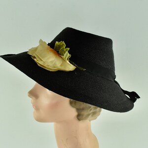 1930/40s Black Straw Hat ...... size Small image 2