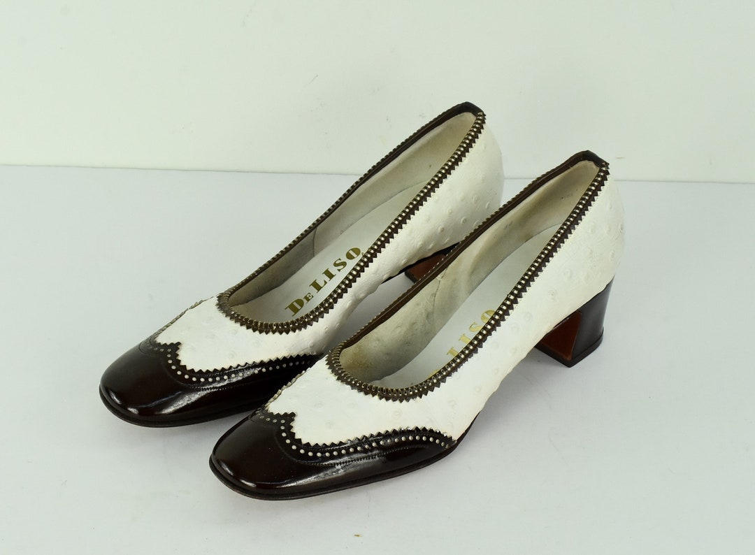 1960s Palter Deliso Spectator Pumps in White Ostrich Print & - Etsy