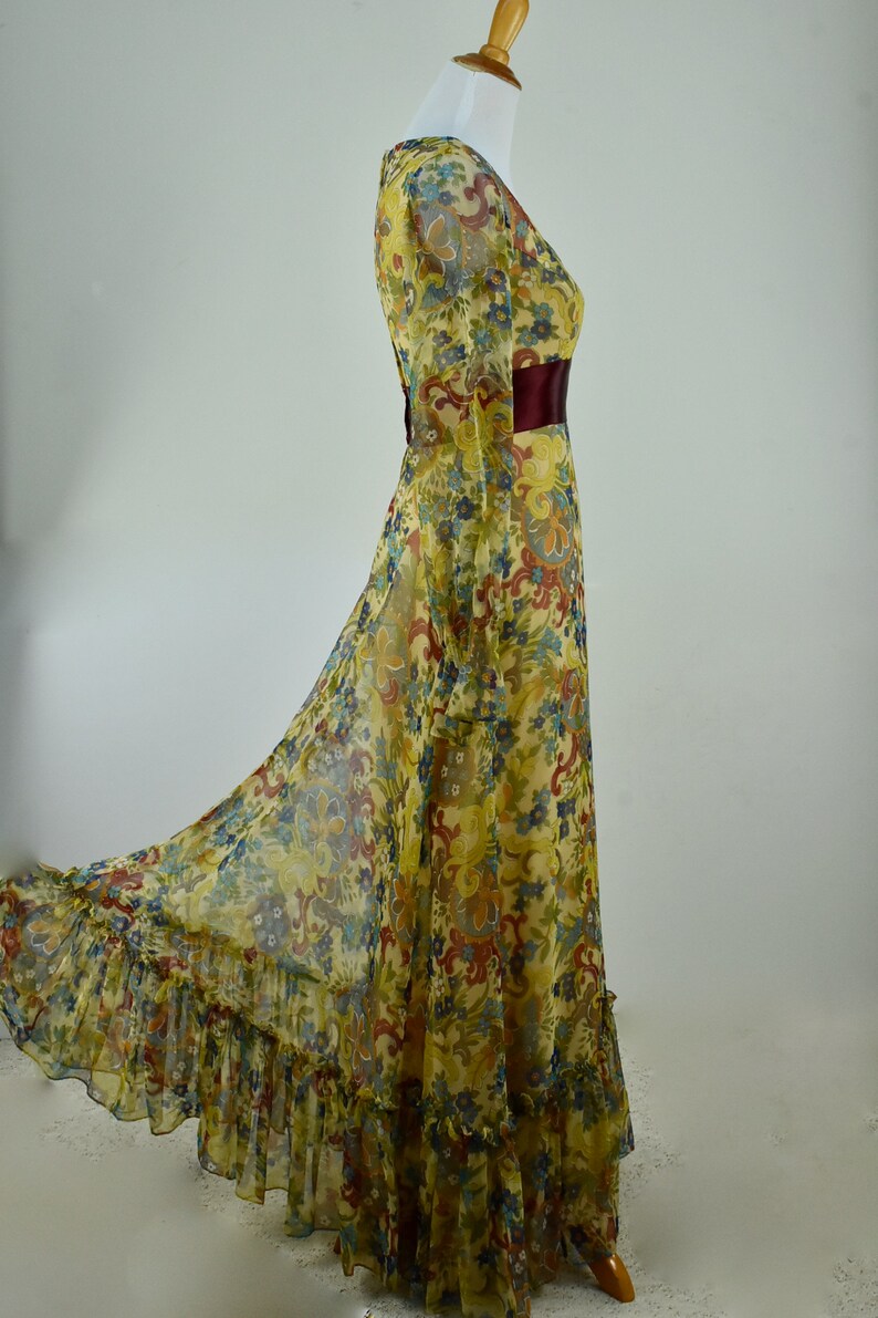 1970s Jack Bryan Chiffon GRANNY Dress........size Medium / 8 image 8