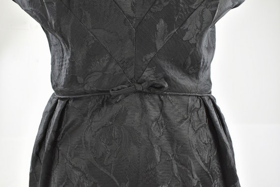 1950s Black BROCADE Wiggle Dress........... size … - image 4