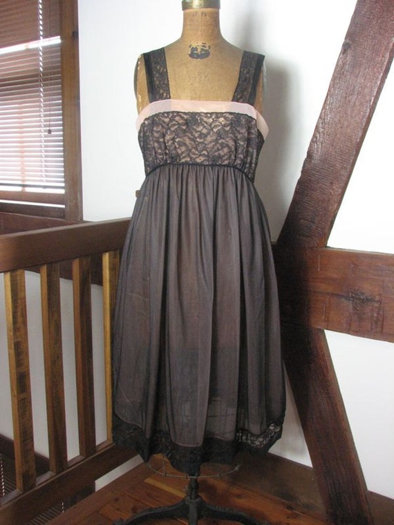 1960s Sheer Black Lacy Peignoir Set by Lady Leono… - image 3