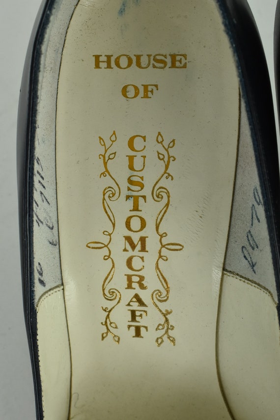 1960s Navy Leather Stilettos  ..... Hand Sewn  Ho… - image 8