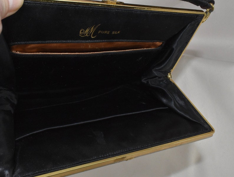 1950s Black Silk Evening Purse by MM Morris Moskowitz .......Cut Steel Beaded Frame...... GORGEOUS in Design /& Condition