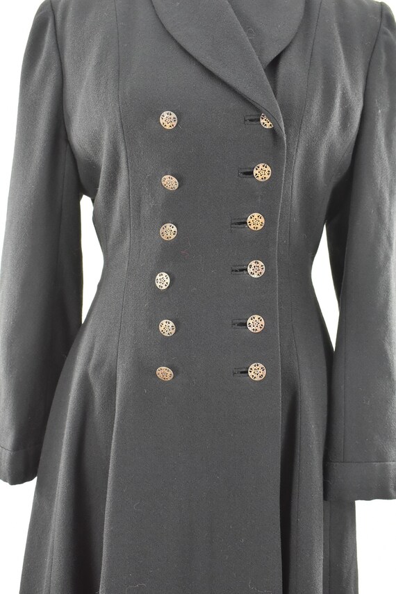 1940s PRINCESS / New Look  Black Crepe Wool Coat.… - image 3