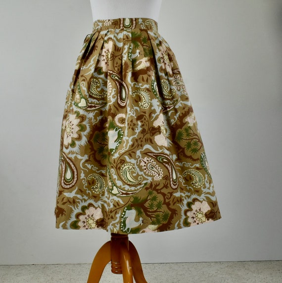 1950s Novelty Cotton ROCKABILLY Skirt with Gazell… - image 1