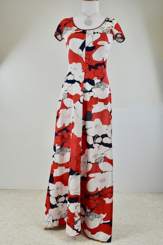 1960/70s GOLDWORM Polyester Knit Long Dress ....R
