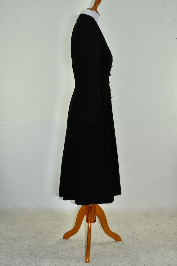 1940s PRINCESS / New Look  Black Crepe Wool Coat.… - image 6