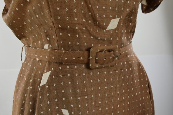 1950s Silk Caramel Colored Dress & Matching Jacke… - image 8