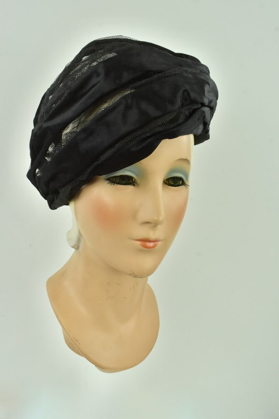 1950s Hattie Carnegie Avant Garde Black Satin & Ne