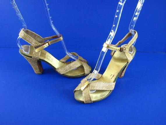 1940/50s Gold Lame Sandals for  John Wanamaker...… - image 1