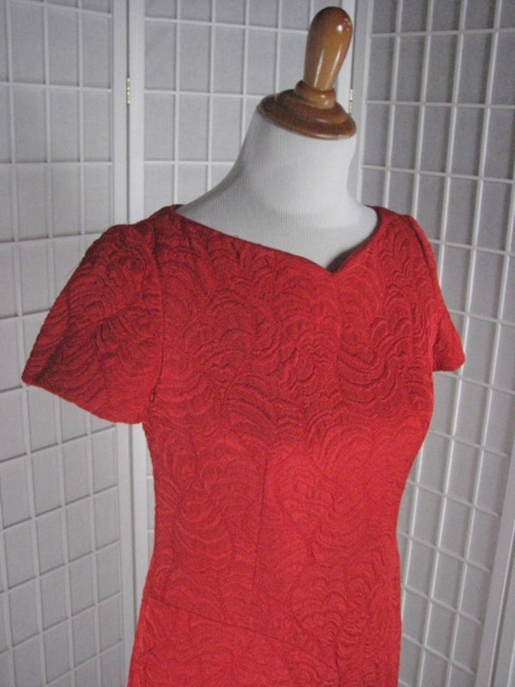 1960s Adele Simpson Trapunto Red Dress........size